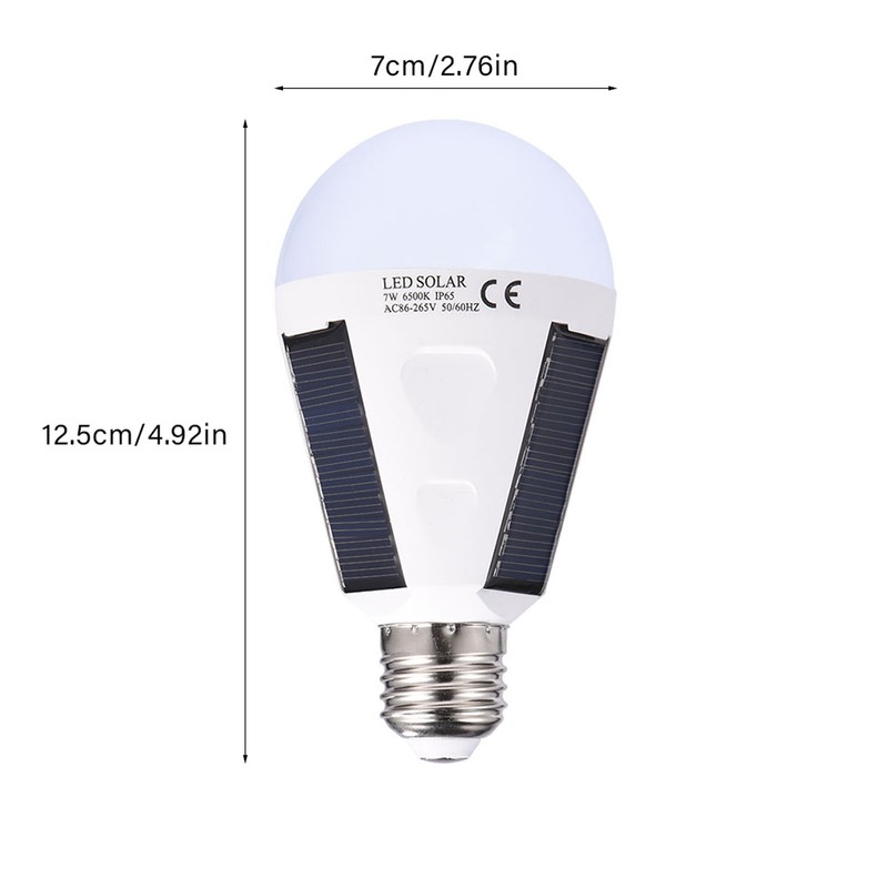Solar Panel LED Light Bulb Portable Waterproof Indoor/Outdoor Hiking Camping