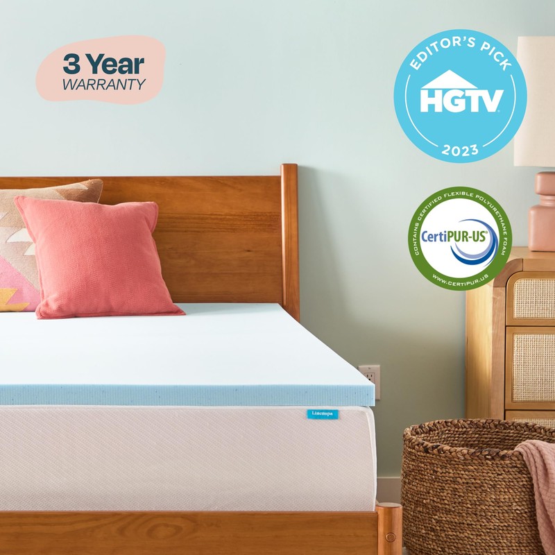 LINENSPA Memory Foam Mattress Topper - 2 Inch Gel Infused