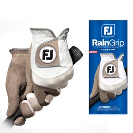 FootJoy Men's RainGrip Golf Glove, White/Grey, Small, Pair