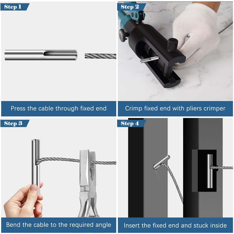 Gyykzz 20Pack 1/8" Invisible Cable Railing Kit Terminal Toggle Anchor