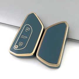 MEDZUK 5 Colours Key Case, Compatible with VW Tiguan 3 CT1 2024-2025 Car Key Case with Key Fob Accessories Protective Case, gray