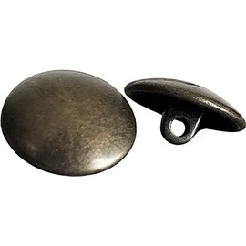 Antique Brass Slightly Curved Metal Buttons with Eyelet 15 mm, 17 mm or 22 mm (Pack of 10) (15 mm)