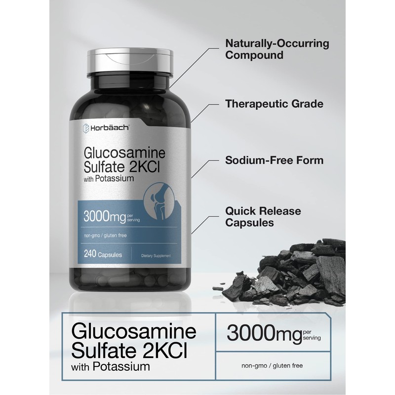Horbäach Glucosamine Sulfate 2KCI with Potassium | 3000mg | 240