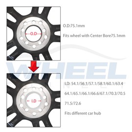 WHEEL CONNECT Hub Centric Rings,75.1 to 56.1, Aluminium Alloy Hubrings,56.1 to 75.1, Set of 4,O.D:75.1-I.D:56.1mm. A
