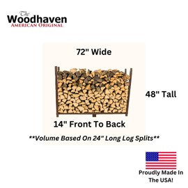 Woodhaven 6 Foot Brown Heavy Duty - Made in the USA - Outdoor Firewood Storage Log Rack Without Cover - Metal Firewood Rack With Brown Powder Coat Finish