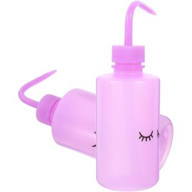 Botella de Lavado de Pestañas 250ml Pe Curva y Punta Estrecha Paquete de 2 Piezas, Color Púrpura, para Limpieza Precisa y Riego de Plantas