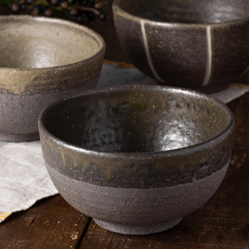 Marui Pottery MR-3-4611 Shigaraki Ware Hechamon, Donburi Rice Bowl, Capacity: