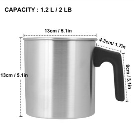 GENHAKON 2 PCS Candle Making Pouring Pot, 2 Pounds Silver Candle and Soap Wax Melting Pot, Metal Candle Pouring Pitcher, Perfect for Soap and Home Handmade Candles, Melted Chocolate and More