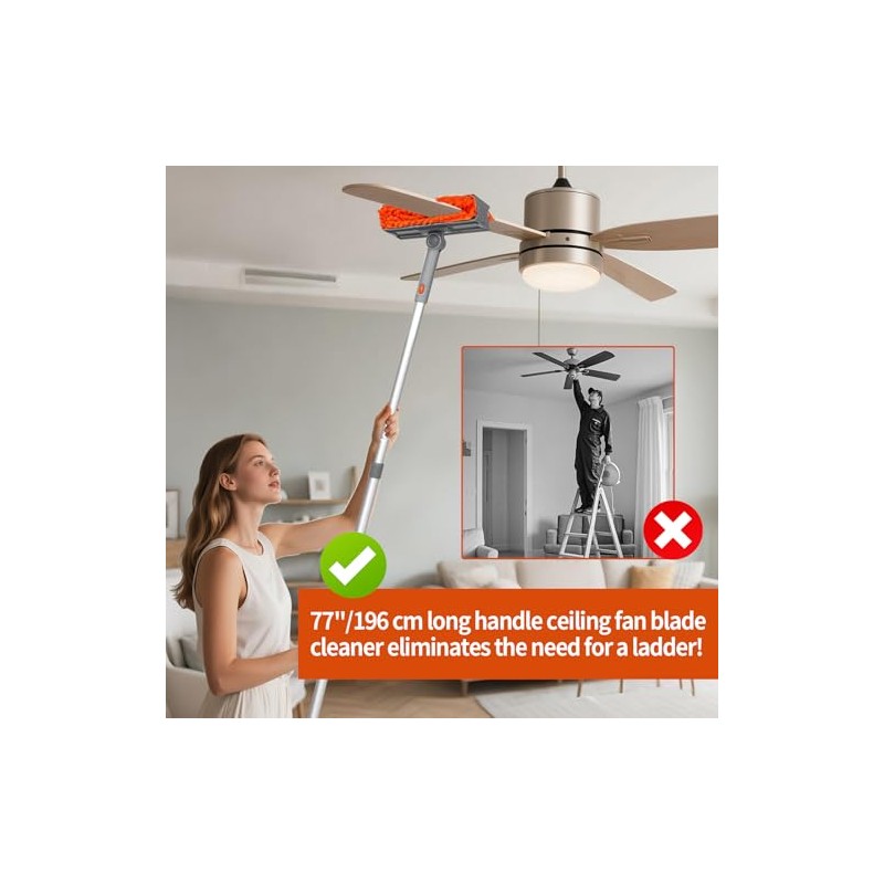 Ceiling Fan Cleaner Duster with 72‘’ Extendable Long Handle Cleaning
