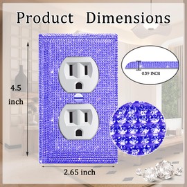 2 Pcs Shiny Purple Rhinestones Outlet Light Switch Plate Decorative Outlet Covers Rhinestone Outlet Cover Wall Plates Light Switch Cover Plate