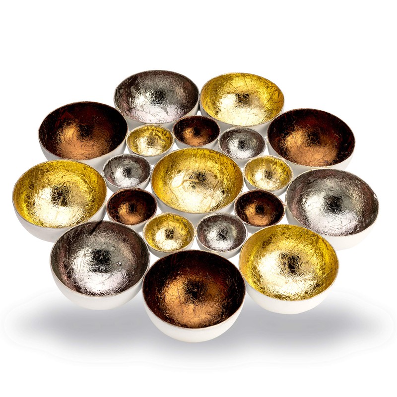 ZEYA Tea Light Holder, Gold/Silver/Copper-Coloured, Metal, Perfect Table Decoration for
