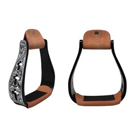 CHALLENGER Horse Western 5" Wide Turquoise Engraved Cross Aluminum Straight Show Stirrups 5145TR 5145TR