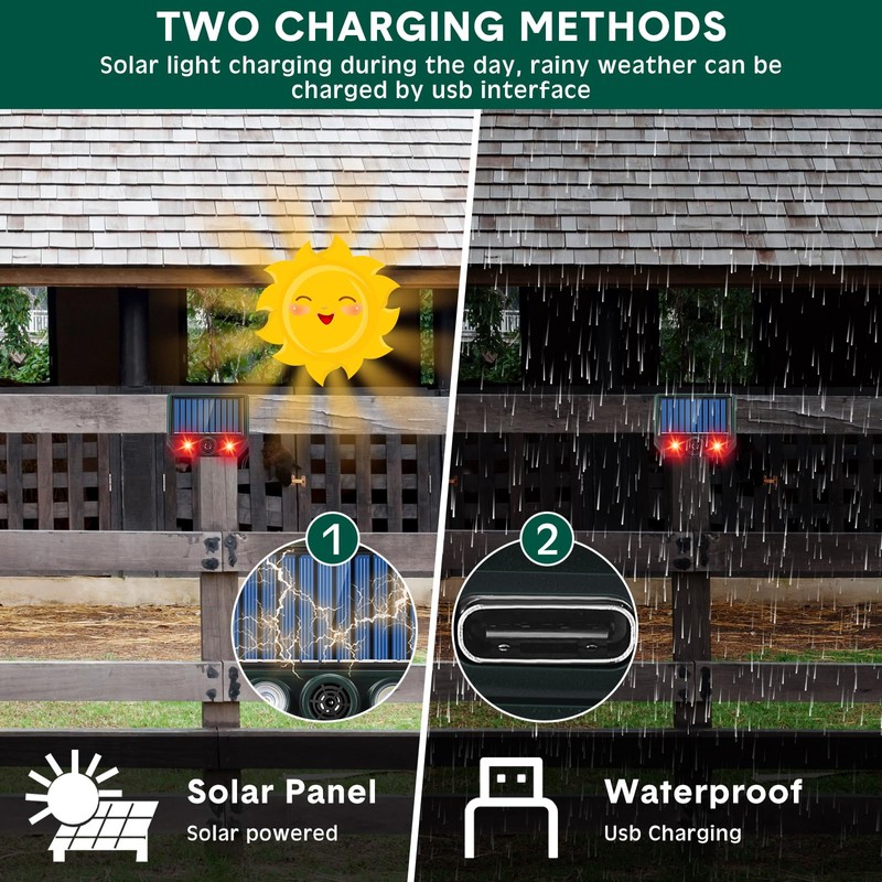 Qualirey 4 Pack Solar Ultrasonic Cat Repellent Outdoor Deer Repellent