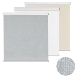 ChrisDowa Cordless 100% Blackout Roller Shade, with Striped Jacquard, Thermal Insulated, UV Protection Fabric, Total Blackout Blinds for Window, French Doors, Home and Office.Light Grey, 28"W x 72"H