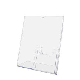 Marketing Holders 6 Pack Countertop Sign Holder 8.5" x 11" Slant Back Display for Notices and Announcements with 4" Trifold Pocket for Brochures in Hotels and Resorts Clear Acrylic