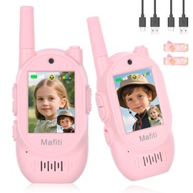 Reiie Video Walkie Talkies for Kids,Handheld Rechargeable Video Intercom Kids Walkies Talkies,for Family Games,Outside,Camping,Hiking for Children Aged 3+（Pink+Pink）