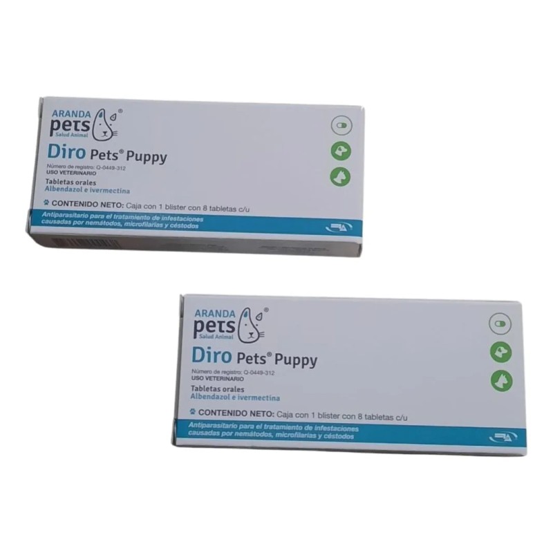 Desparasitante Diro Puppy 16 Tabletas Para Perro Y Gatos