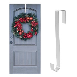 Jsdoin Christmas Wreath Door Hanger, 12.5 Inches Metal Door Wreath Hook for Christmas Home Office Wall Wedding Wreaths or Decor(White)