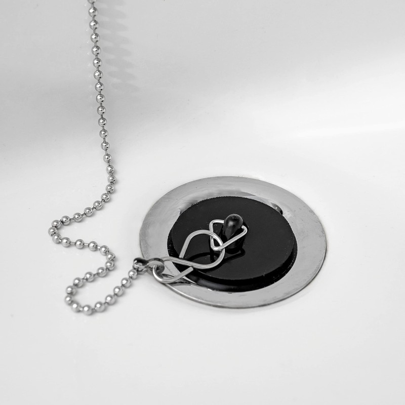 Universal Plug with Chain, Pack of 3, Black, Diameter 41