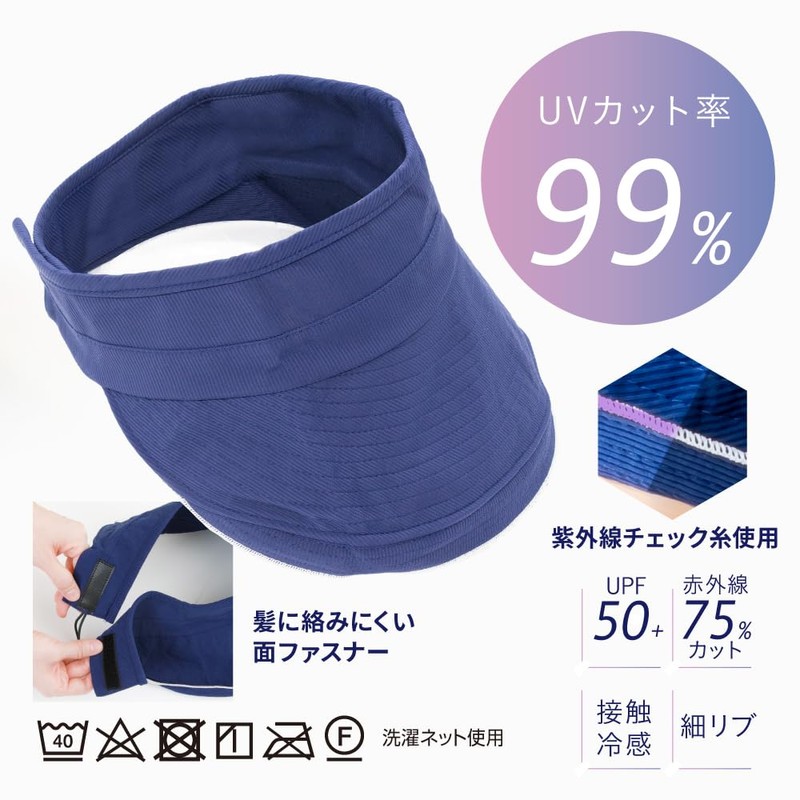 Alphax AP-441120 Women's Ribbed Knit UV Visor, Navy
