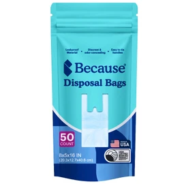 Because Incontinence Disposal Bags, Tear Resistant Disposal Bags for Men & Women, Extra-Large, Leak Protection, Odor Blocking, 50 Count
