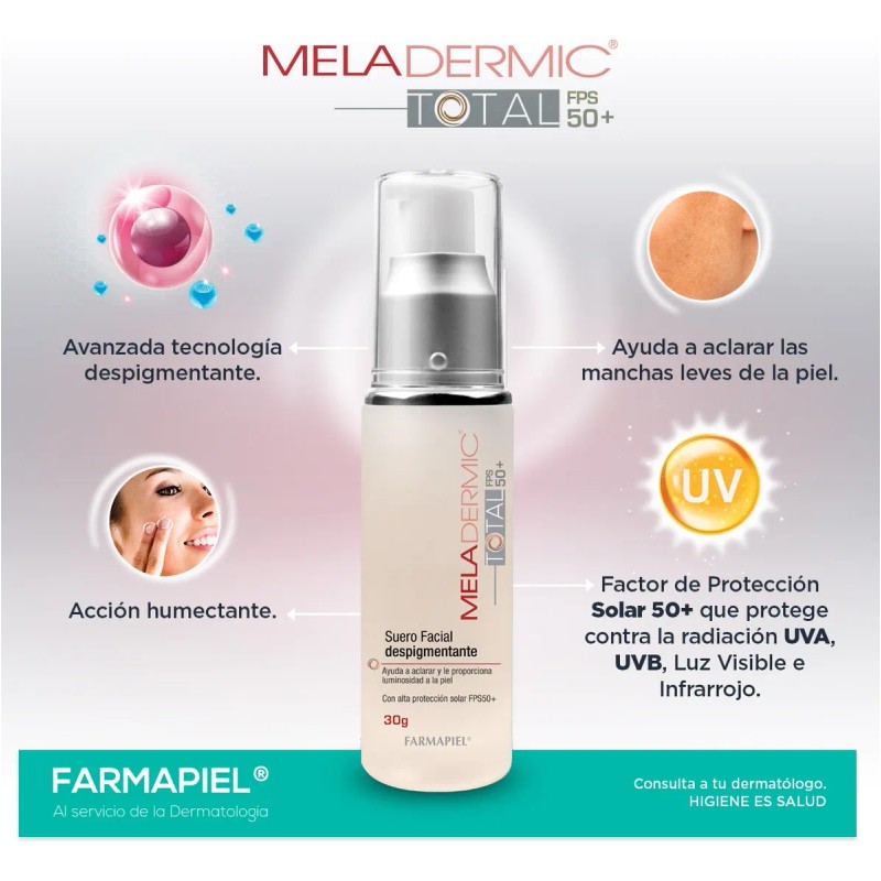 Suero Facial Aclarador Despigmentante Meladermic Fps 50+ 30g Todo Tipo