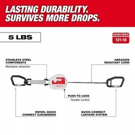 for Milwaukee Tool 48-22-8825 5Lbs 50" Retractable Tool Lanyard, 1.023", Gray