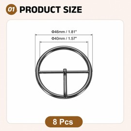 uxcell 8Pcs Single Prong Belt Buckle, 1.57" Zinc Alloy Single Prong Adjustable Round Movable Centre Bar Roller Buckles for Purse Bag Leather Craft Accessories, Dim Gray