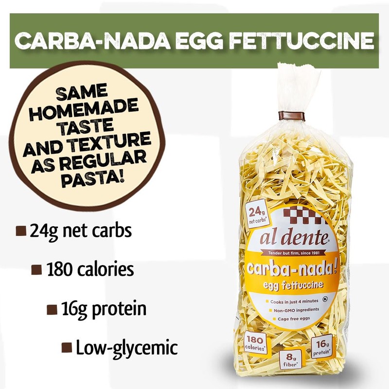 Al Dente Carba-Nada Egg Fettuccine, 10-Ounce Bags (2 Pack)