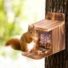 MIXXIDEA 2 PK Wooden Squirrel Feeder Box, Sturdy Squirrel Feeding