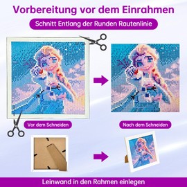 LAISU Diamond Painting with Frame for Children from 6 Years and Adults Beginners, 20 x 20 cm Cartoon 5D Diamond Painting Pictures, Small DIY Diamond Painting Mosaic Making Kit for Home Decoration