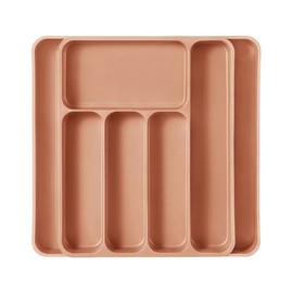 CAROTE Silverware Organizer for Spoons Forks Knives, Expandable Kitchen Drawer Organizer, BPA Free Adjustable Flatware and Cutlery Drawer Organizer, Large, Pink