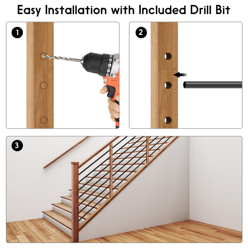 7 Pack 4.7 FT x 5/8 inch Iron Stair Balusters