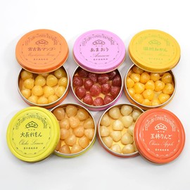 [ Eitaro Sohonpo ]Eitaro Natural Fruit Candy 5 cans (AMAOU STRAWBERRY, LEMON,OKINAWA MANGO,APPLE,MANDARIN ORANGE),Japanese Candy, Wagashi, Handmade, No Additive, Made in Japan