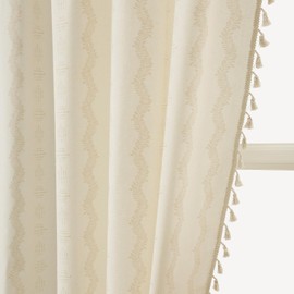 ColorBird Boho Curtains 2 Panels Beige Ivory 63 Inches Floral Vintage Light Filtering Western Southwest Bohemian Curtain Drapes for Living Room Bedroom