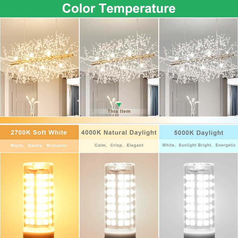 hansang 10 Pack G9 LED Bulbs 4000K Natural Daylight 6W
