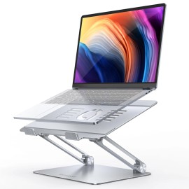 Lamicall LN09 Ergonomic Laptop Stand for Desk Adjustable Height Aluminum Notebook Riser Foldable Computer Holder Neck Officecolor: Black