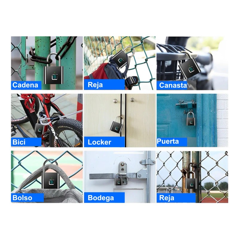 Candado Inteligente Bluetooth App Huella Digital Res Lluvia Color Negro