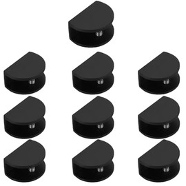 Adjustable Glass Shelf Bracket Semicircle Aluminum Alloy Glass Clamp for 6-8mm Glass Shelves Wall Mount Clamps Clip Support Hardware Replacement Parts 10PCS (Black)