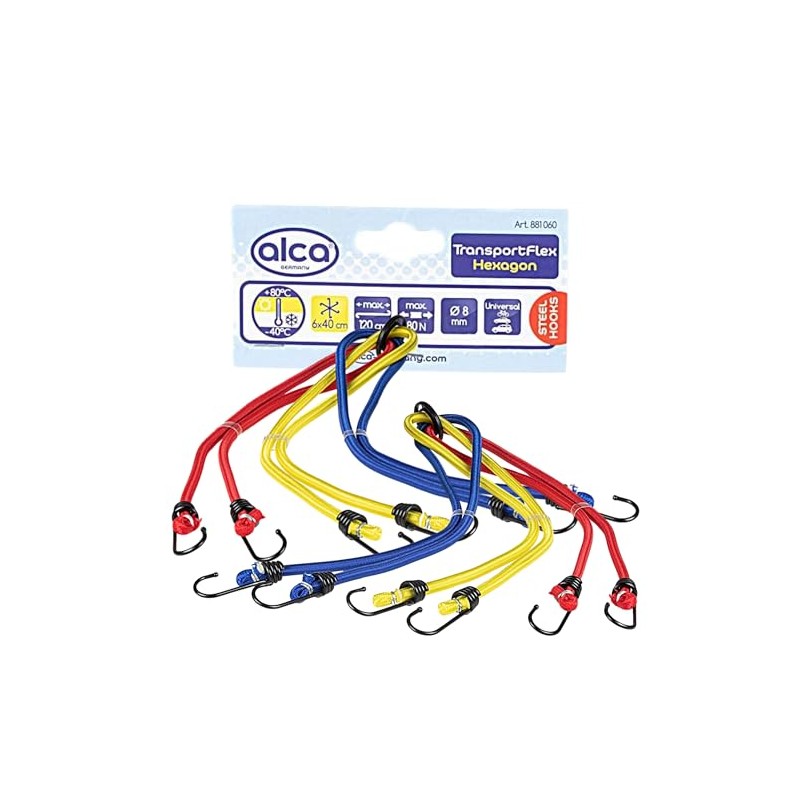 alca Bungee Cords Elastic Stretch Luggage Straps Set of 6