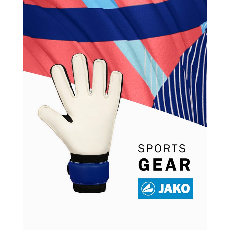 JAKO Unisex River Basic RC Goalkeeper Gloves, Navy/SkyBlue/Coral, 5