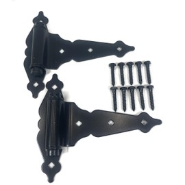 Kiavetta Self-Closing Gate Hinges – Heavy‑Duty Spring Hinges for Wood/Vinyl Gates, Adjustable 0.23″–1.25″ Gap, Includes Screws & Adjustment Tool – 2‑Pack, Black Powder Coat