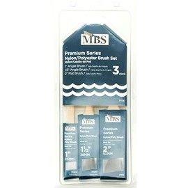 MBS Premium Series 3PC Brush Set 1" Angle, 1.5" Angle, & 2" Flat Brush Included Solid Wood Handles Nylon/Polyester Blend Bristles for Indoor and Outdoor Painting Applications