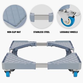 BIG RED Heavy Duty Adjustable Mini Fridge Stand: Mobile Appliance Base with Locking Wheels, Universal Fit for Refrigerator, Washing Machine, Furniture - 600 lbs. Capacity