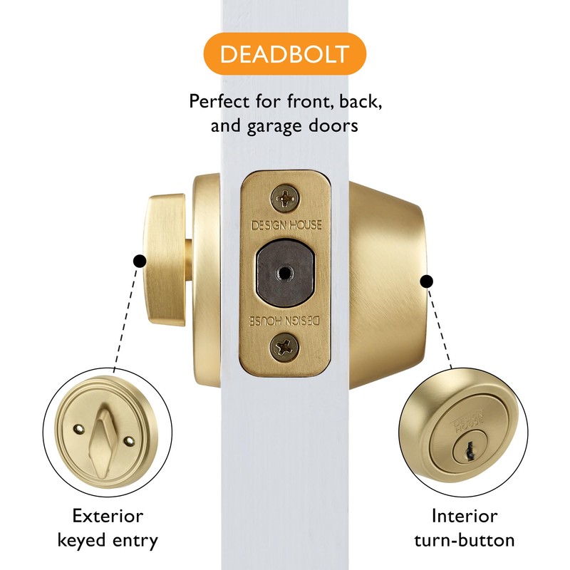 Design House Single Cylinder 2-Way Round Corner Deadbolt with Latch
