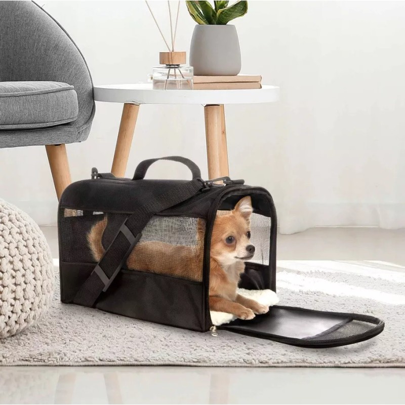 Vibrant Life PET CARRIER Small Guaranteed on-Board Soft-Sided Black, 16