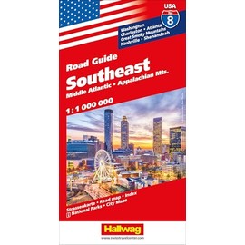Hallwag Strassenkarte USA, Southeast 1:1 Mio.: Mit Middle Atlantic, Appalachian Mountains, Washington, Charleston, Atlanta, Great Smoky Mountains, ... (Hallwag Strassenkarten, Band 8)