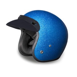 Daytona Cruiser Helmet - Blue Metal Flake - Lightweight 3/4 Shell Motorcycle Helmet with Removable Gloss Black Bubble Visor Added - DOT Approved Helmet - Bluetooth Compatible - 2XL - 2.45 Pounds