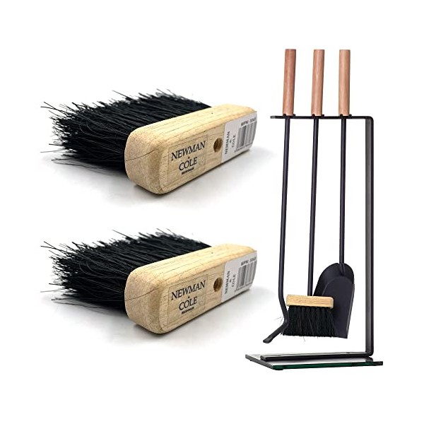 Fireside Companion Brush Head Replacement Hearth Fire Brush Head Oblong Wooden Stock - Pack of 2