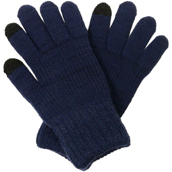 Lad Weather Gloves, Men's, Women's, Smartphone Compatible, Fleece Lined, Warm, Stylish Nordic Pattern, Cold Protection, Popular Knit Gloves, solid navy